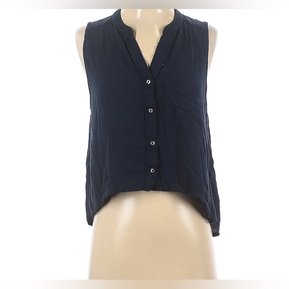 Abercrombie & Fitch Tops - Abercrombie & Fitch Women's Size Medium Sleeveless Blouse Navy Blue Button Up